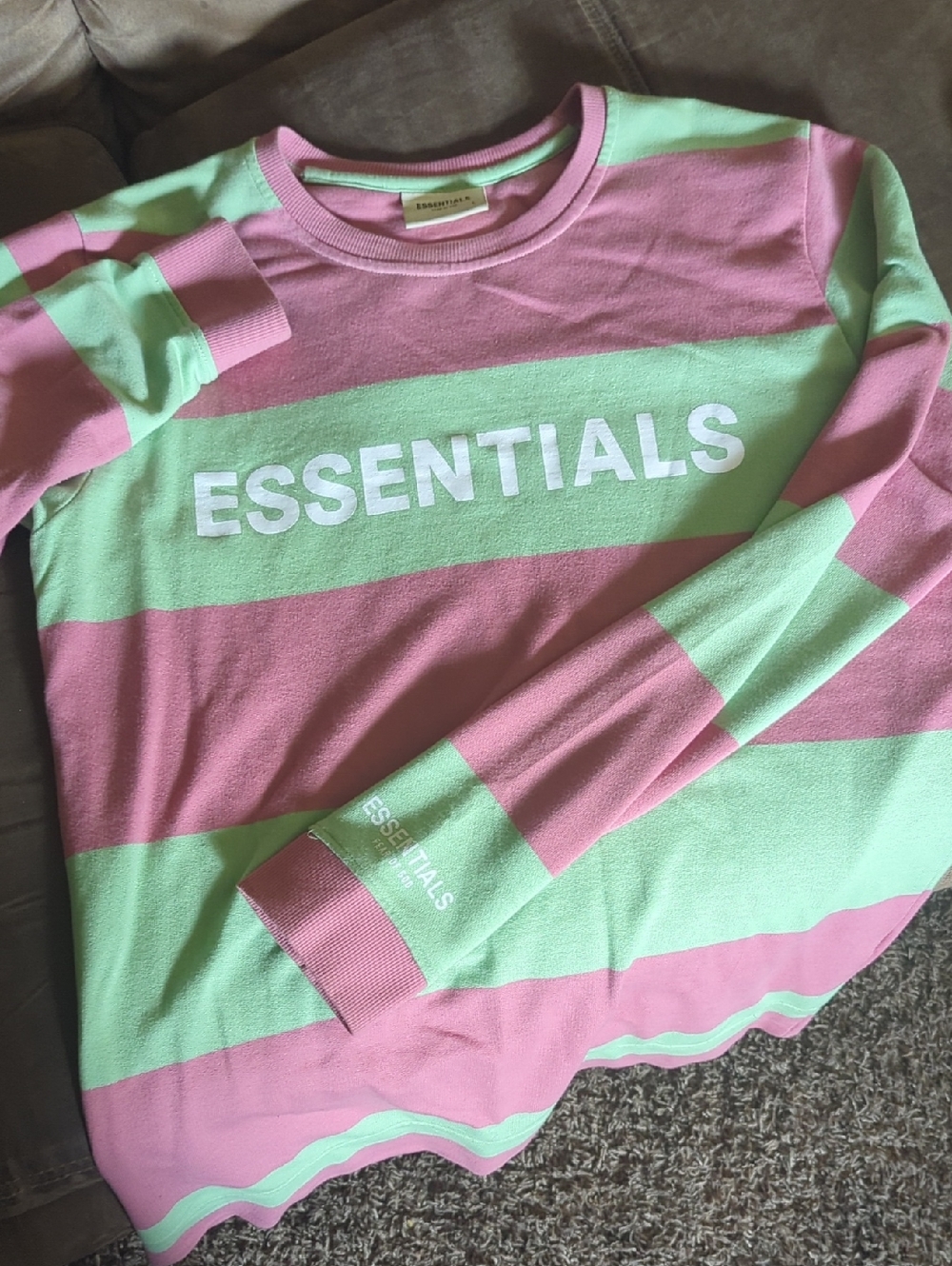 ESSENTIALS Women's Striped Long-Sleeve  - Pink & Mint